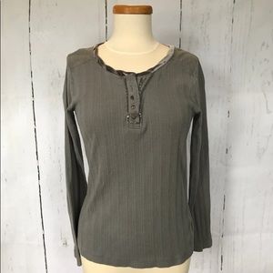 Eddie Bauer Long Sleeve Silver / Gray Henley